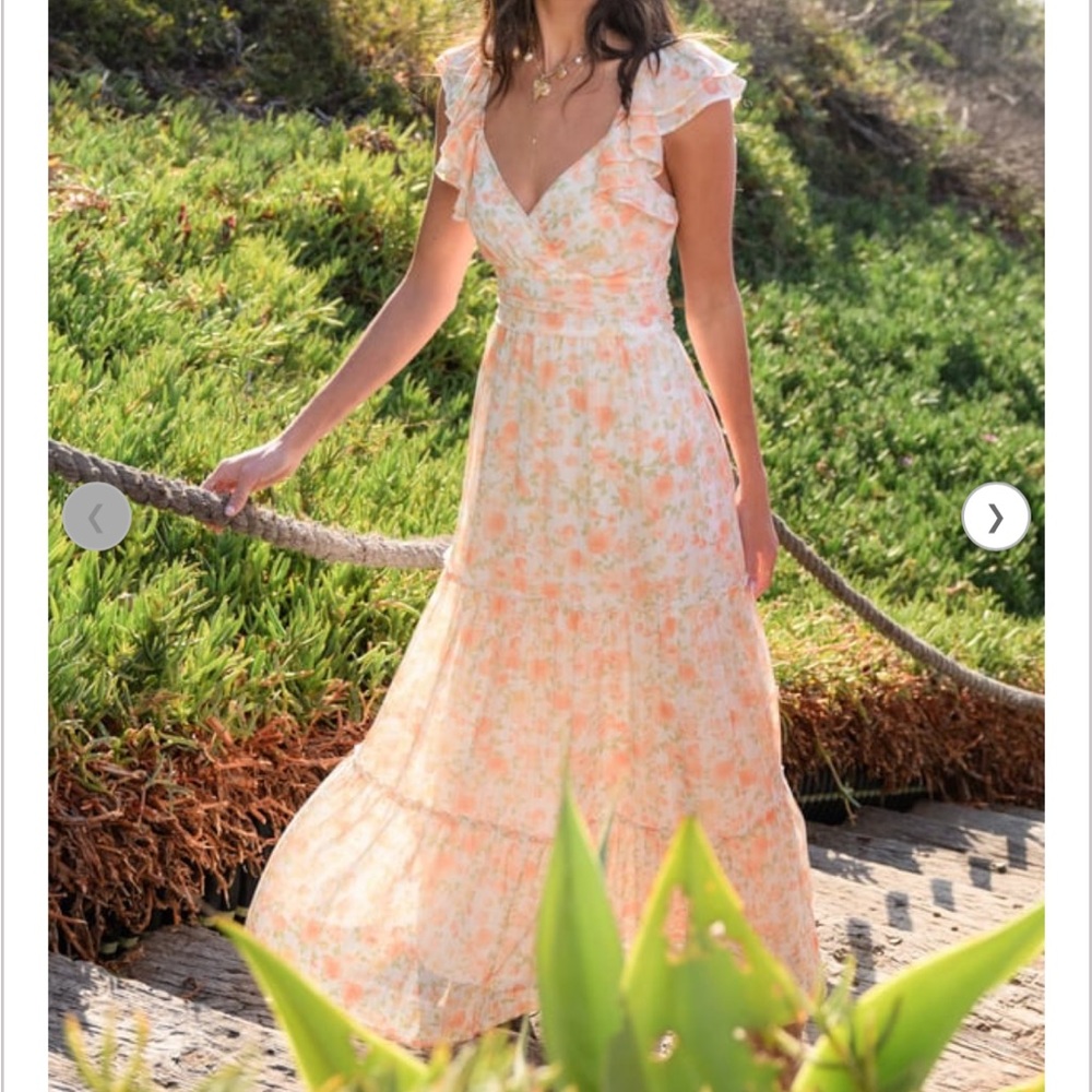 Altar'd State Tammy Floral Maxi Dress - Ivory - Size L